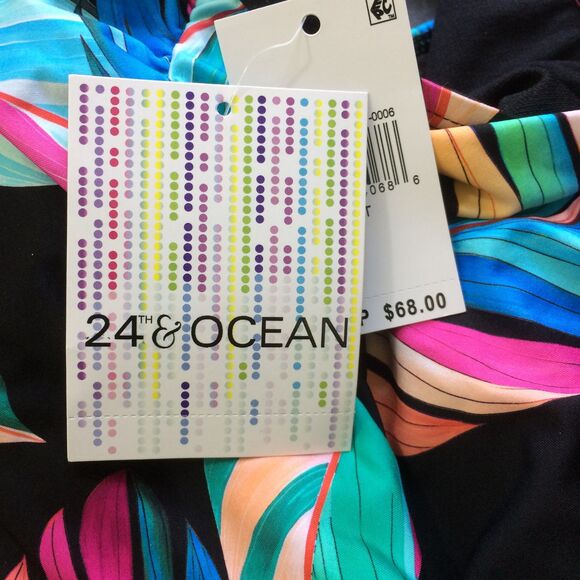 NEW 24th & Ocean Tankini Top Size 16 Multicolor Leaf Print NWT - Picture 6 of 6